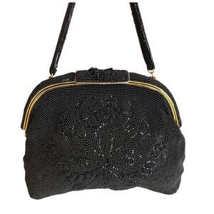 Vintage 60s Magid black beaded Evening Bag